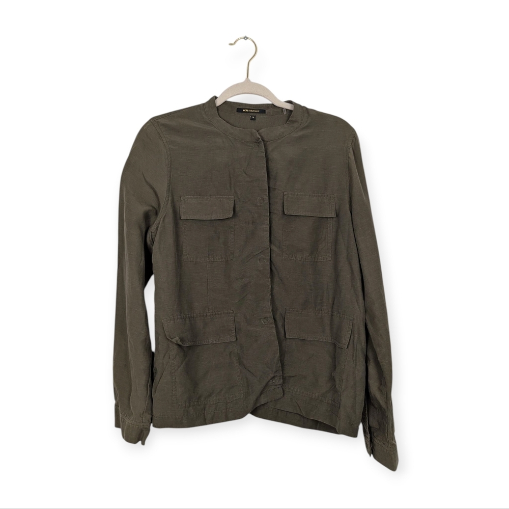 Kobi Halperin Army Green Tencel Linen Starr Jacket Size M